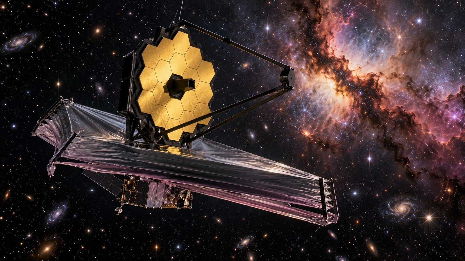 James Webb Space Telescope with its gold segmented mirror